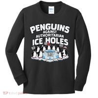 Resist Penguins Protest Funny Penguins Against Kids Long Sleeve Shirt thumb 0