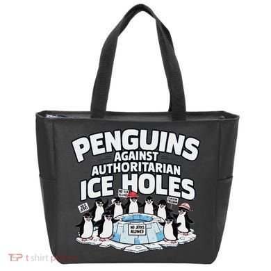 Resist Penguins Protest Funny Penguins Against Tote Bag