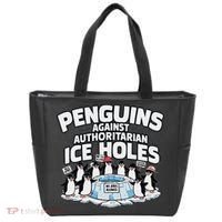 Resist Penguins Protest Funny Penguins Against Tote Bag thumb 0