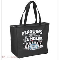 Resist Penguins Protest Funny Penguins Against Tote Bag thumb 2