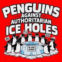 Resist Penguins Protest Funny Penguins Against Santa Hat thumb 1