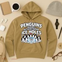 Resist Penguins Protest Funny Penguins Against Hoodie thumb 3