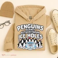 Resist Penguins Protest Funny Penguins Against Hoodie thumb 4