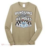 Resist Penguins Protest Funny Penguins Against Long Sleeve Shirt thumb 0