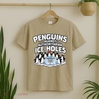 Resist Penguins Protest Funny Penguins Against T-Shirt thumb 2