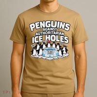 Resist Penguins Protest Funny Penguins Against T-Shirt thumb 3
