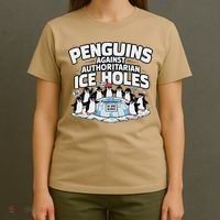 Resist Penguins Protest Funny Penguins Against T-Shirt thumb 4
