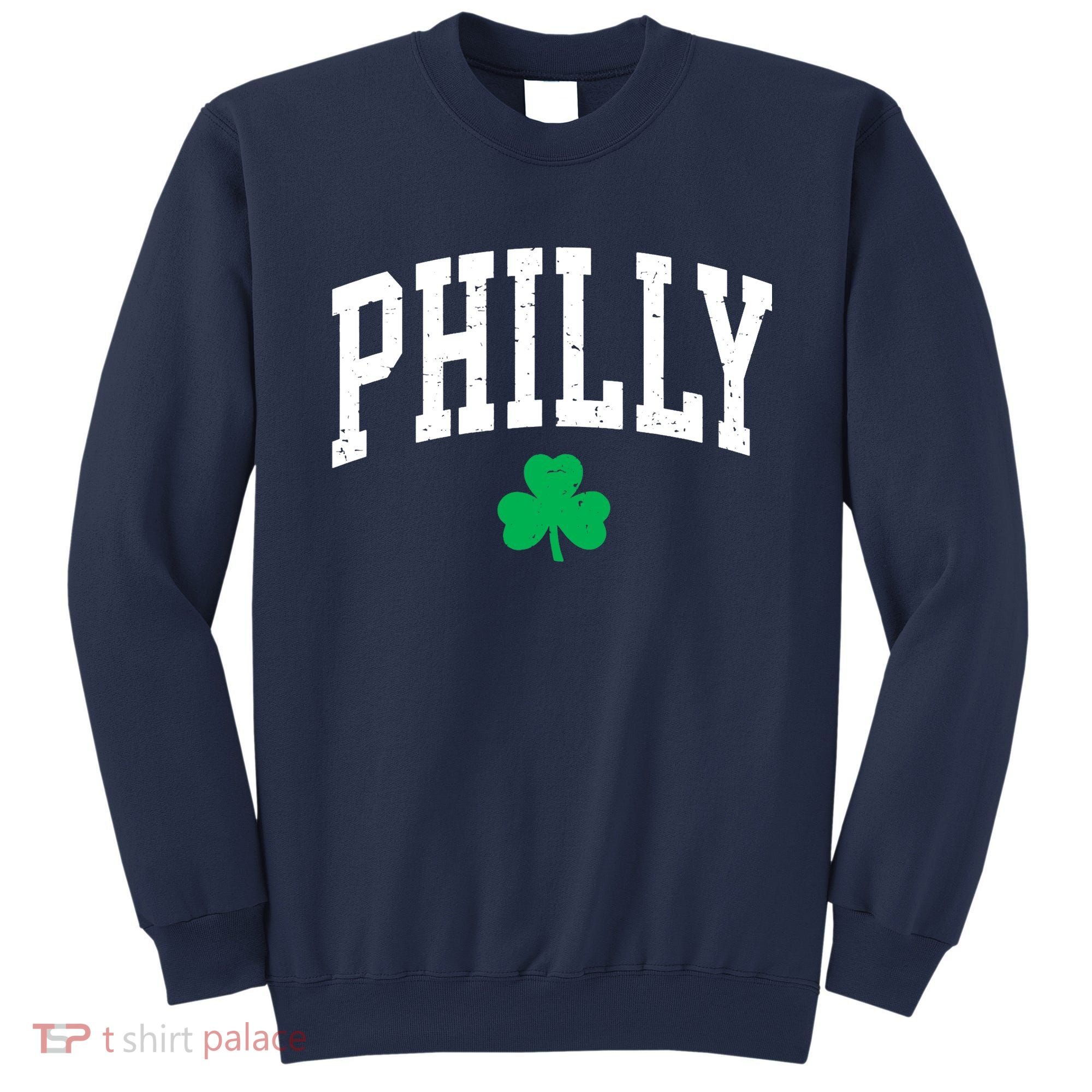 Retro Philly Philadelphia St Patricks Day Clover Boy Girl Sweatshirt