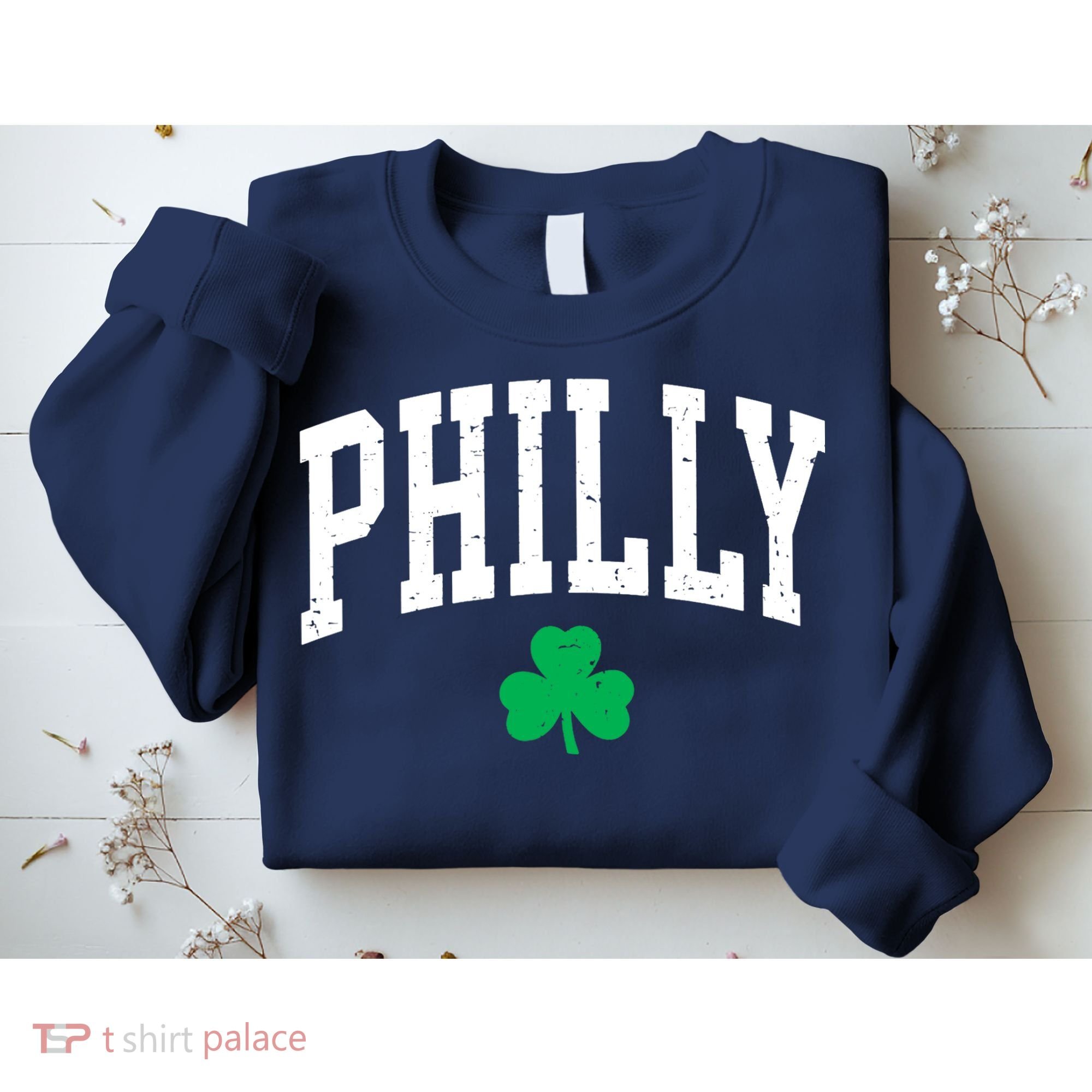 Retro Philly Philadelphia St Patricks Day Clover Boy Girl Sweatshirt