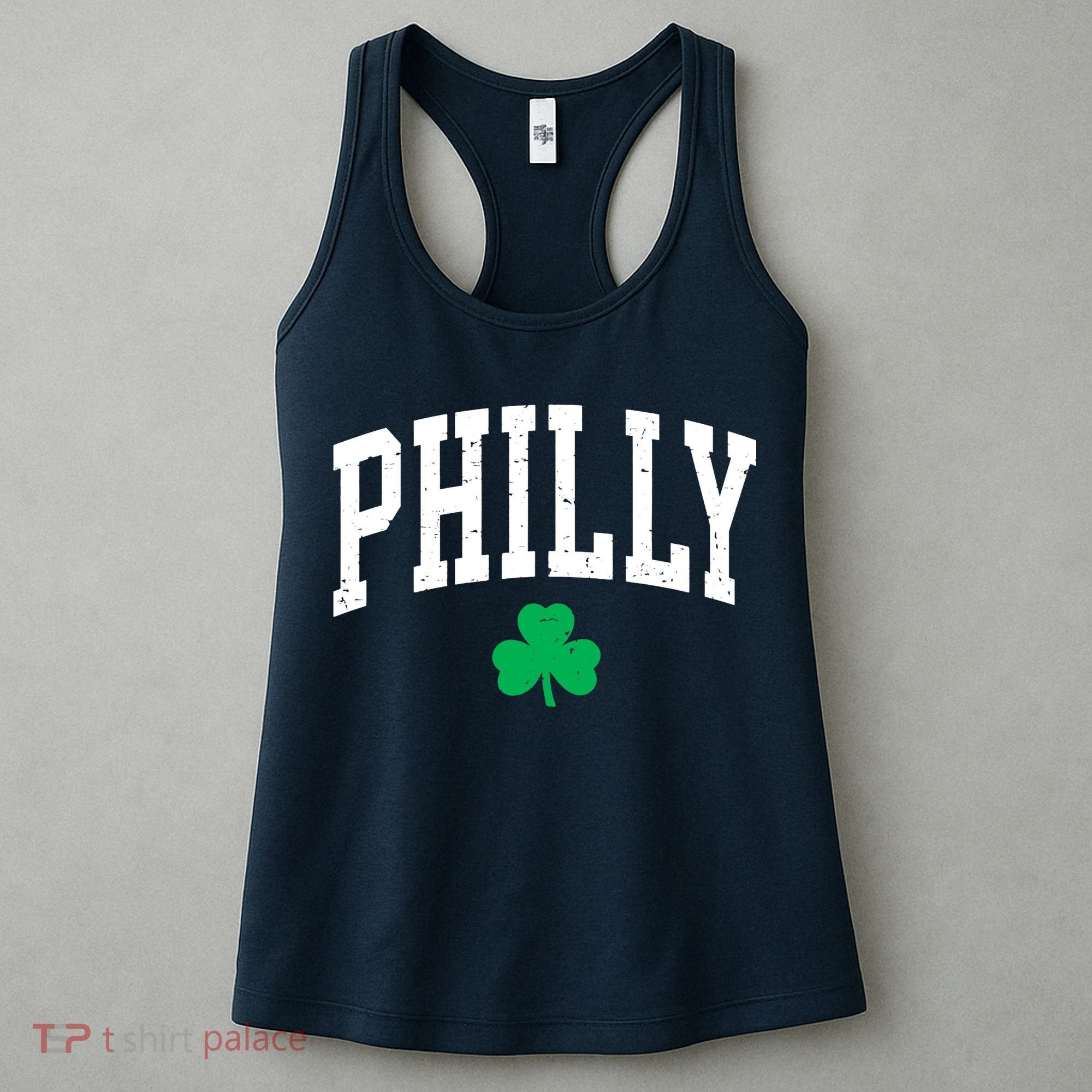 Retro Philly Philadelphia St Patricks Day Clover Boy Girl Women's Tank Top