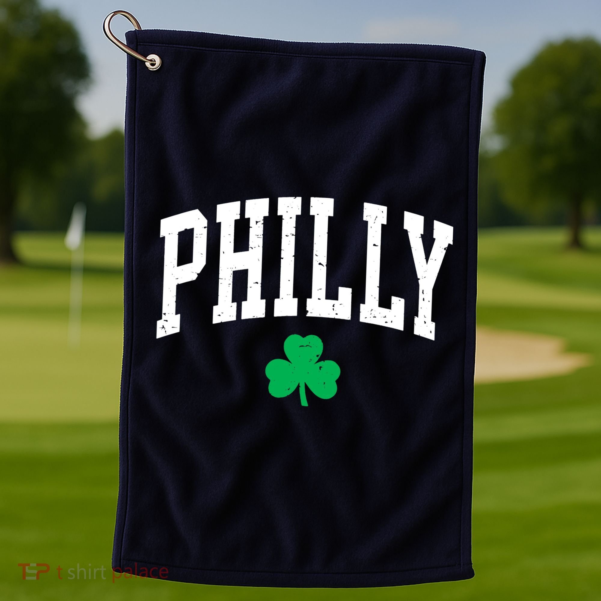 Retro Philly Philadelphia St Patricks Day Clover Boy Girl Golf Towel