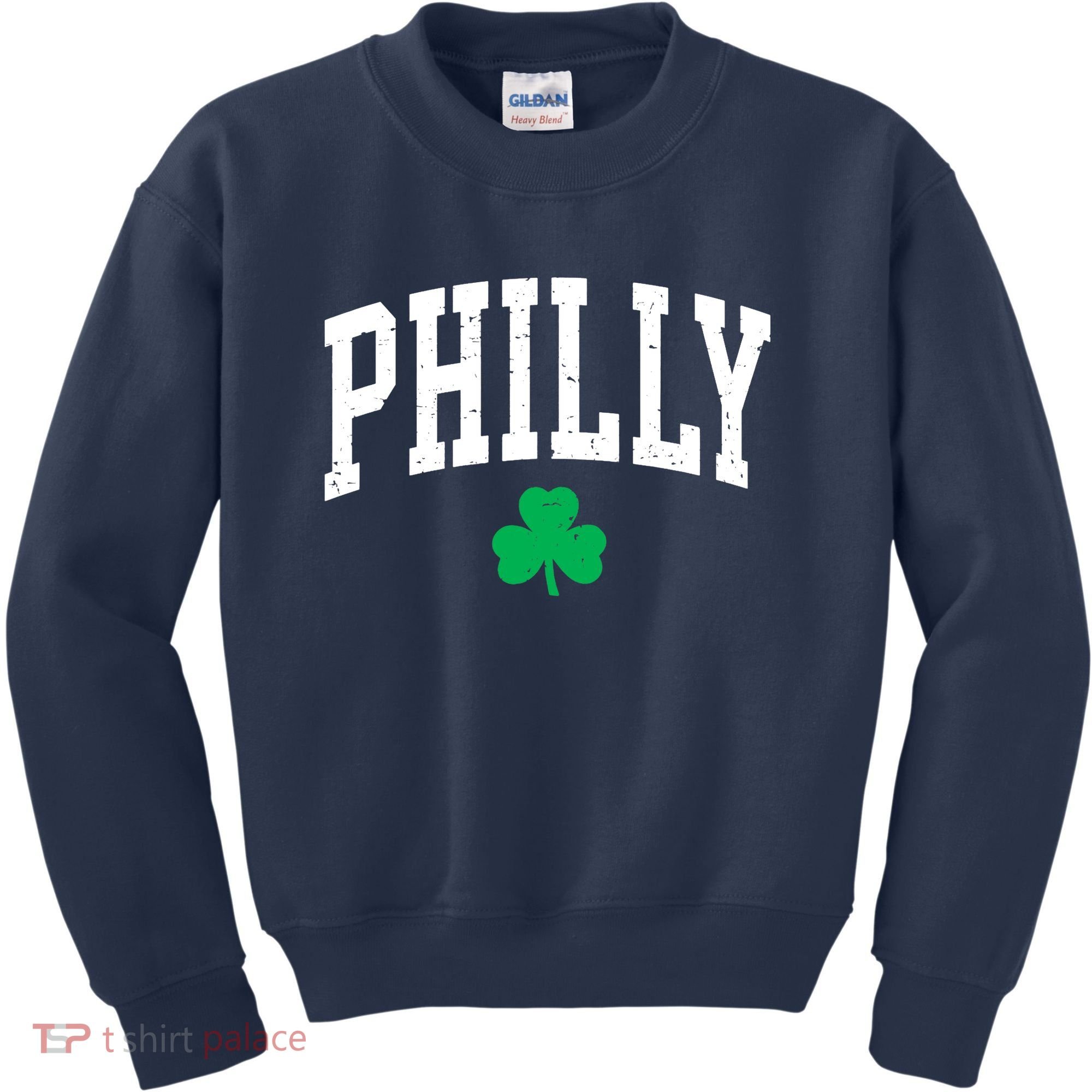 Retro Philly Philadelphia St Patricks Day Clover Boy Girl Kids Sweatshirt