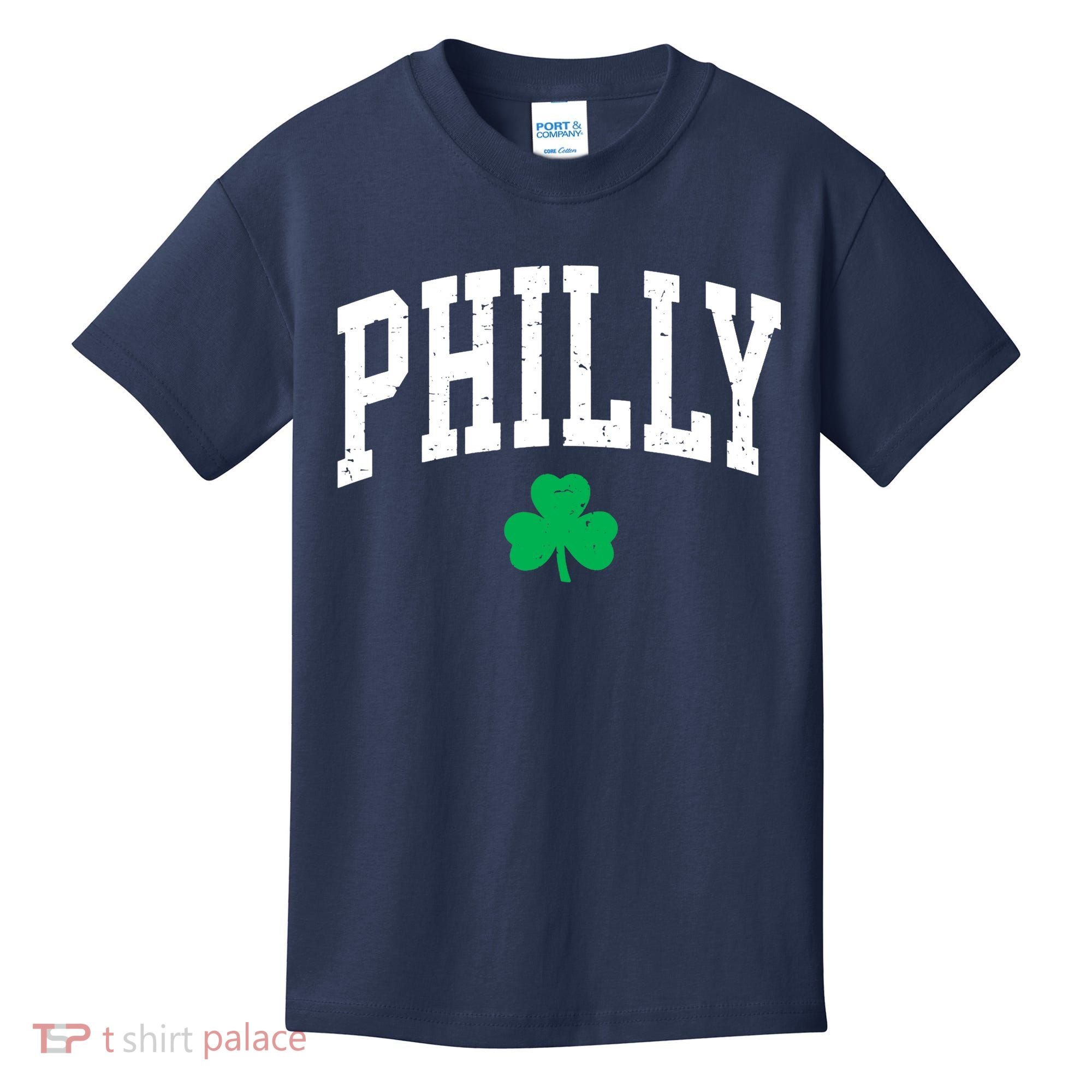 Retro Philly Philadelphia St Patricks Day Clover Boy Girl Kids T-Shirt