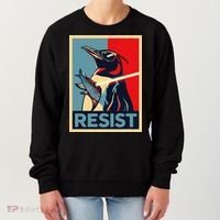 Resist Penguin Protest Bird With Sunglasses Sword Fish Art Women's Sweatshirt thumb 0