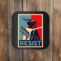 Resist Penguin Protest Bird With Sunglasses Sword Fish Art Coaster thumb 0