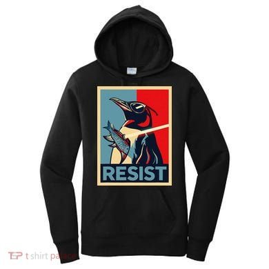 Resist Penguin Protest Bird With Sunglasses Sword Fish Art Women's Hoodie