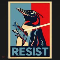 Resist Penguin Protest Bird With Sunglasses Sword Fish Art Women's Hoodie thumb 2
