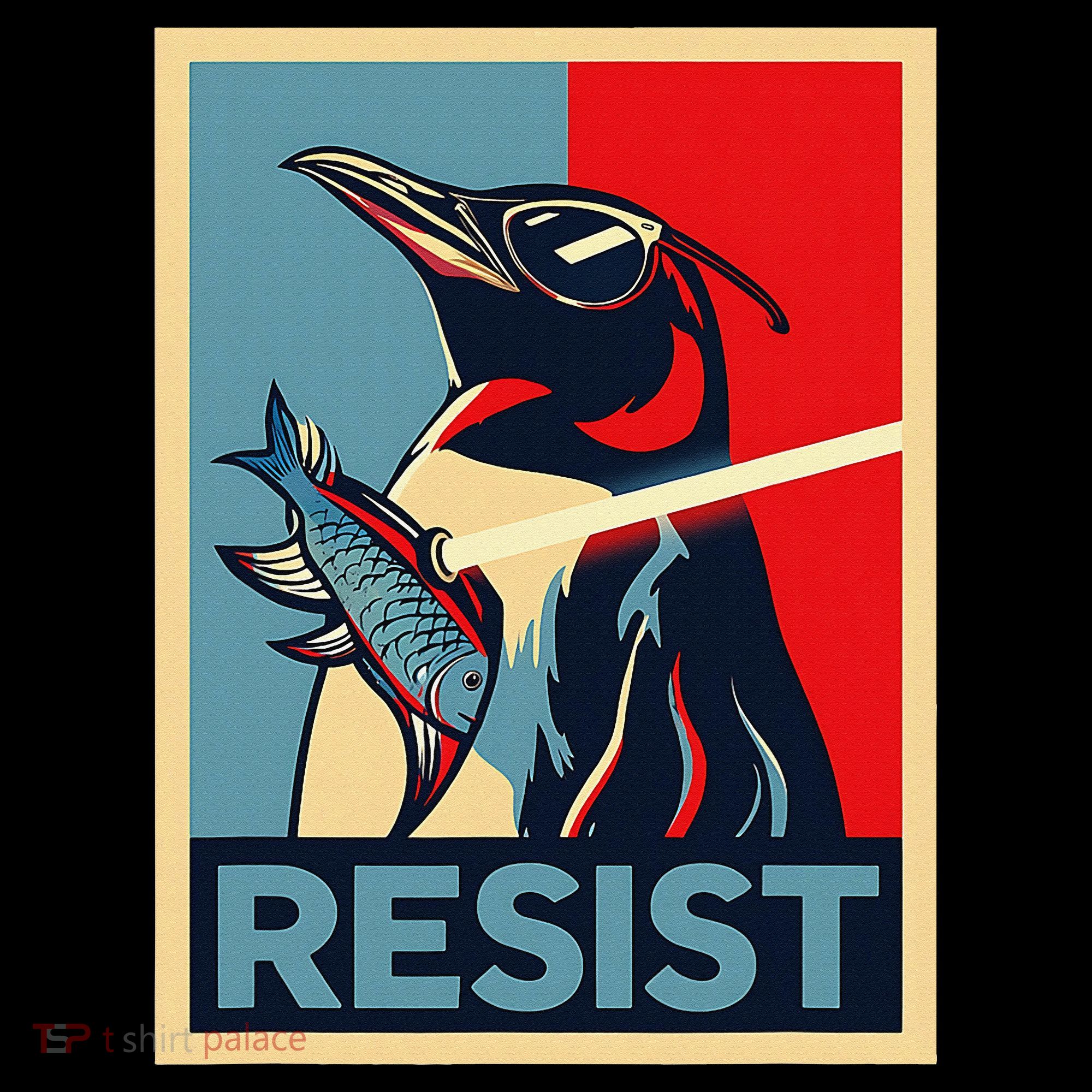 Resist Penguin Protest Bird With Sunglasses Sword Fish Art Women's Hoodie