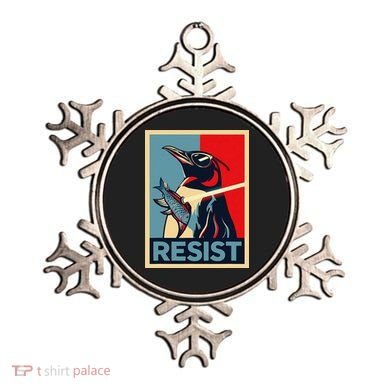 Resist Penguin Protest Bird With Sunglasses Sword Fish Art Ornament