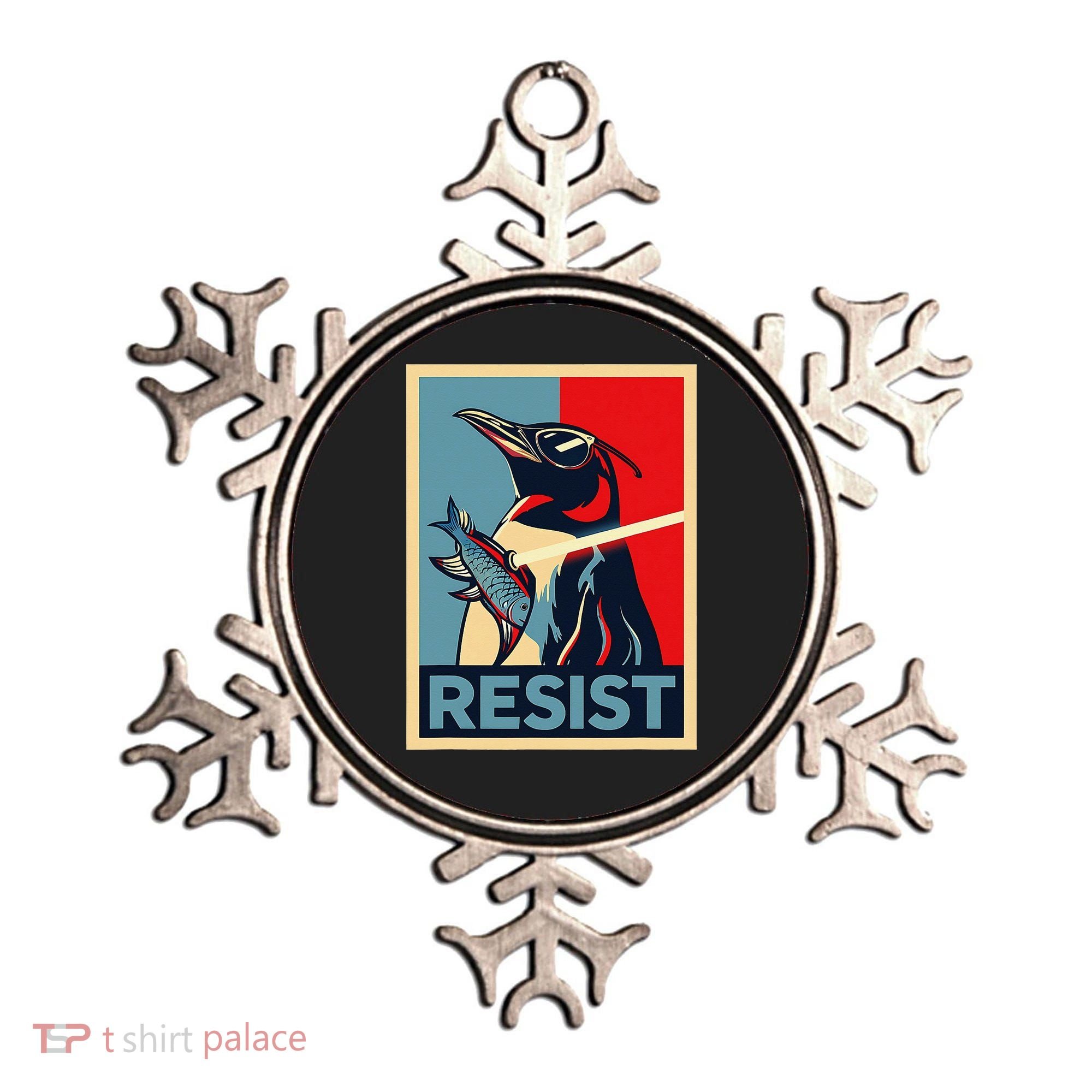 Resist Penguin Protest Bird With Sunglasses Sword Fish Art Ornament