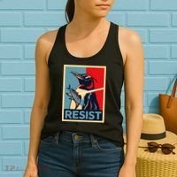 Resist Penguin Protest Bird With Sunglasses Sword Fish Art Women's Tank Top thumb 2