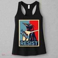Resist Penguin Protest Bird With Sunglasses Sword Fish Art Women's Tank Top thumb 3