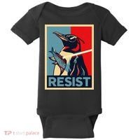 Resist Penguin Protest Bird With Sunglasses Sword Fish Art Baby Bodysuit thumb 0