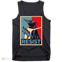 Resist Penguin Protest Bird With Sunglasses Sword Fish Art Tank Top thumb 0