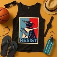 Resist Penguin Protest Bird With Sunglasses Sword Fish Art Tank Top thumb 4