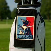 Resist Penguin Protest Bird With Sunglasses Sword Fish Art Golf Towel thumb 2