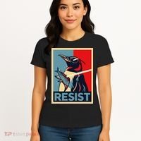 Resist Penguin Protest Bird With Sunglasses Sword Fish Art Women's T-Shirt thumb 4