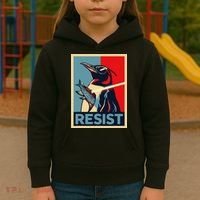 Resist Penguin Protest Bird With Sunglasses Sword Fish Art Kids Hoodie thumb 3