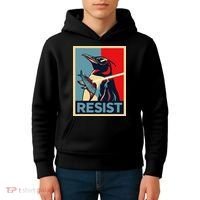 Resist Penguin Protest Bird With Sunglasses Sword Fish Art Kids Hoodie thumb 4