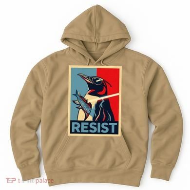 Resist Penguin Protest Bird With Sunglasses Sword Fish Art Hoodie