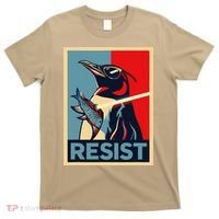 Resist Penguin Protest Bird With Sunglasses Sword Fish Art T-Shirt thumb 0