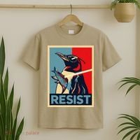 Resist Penguin Protest Bird With Sunglasses Sword Fish Art T-Shirt thumb 2