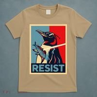 Resist Penguin Protest Bird With Sunglasses Sword Fish Art T-Shirt thumb 5