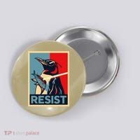 Resist Penguin Protest Bird With Sunglasses Sword Fish Art Button thumb 0
