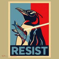Resist Penguin Protest Bird With Sunglasses Sword Fish Art Mousepad thumb 1