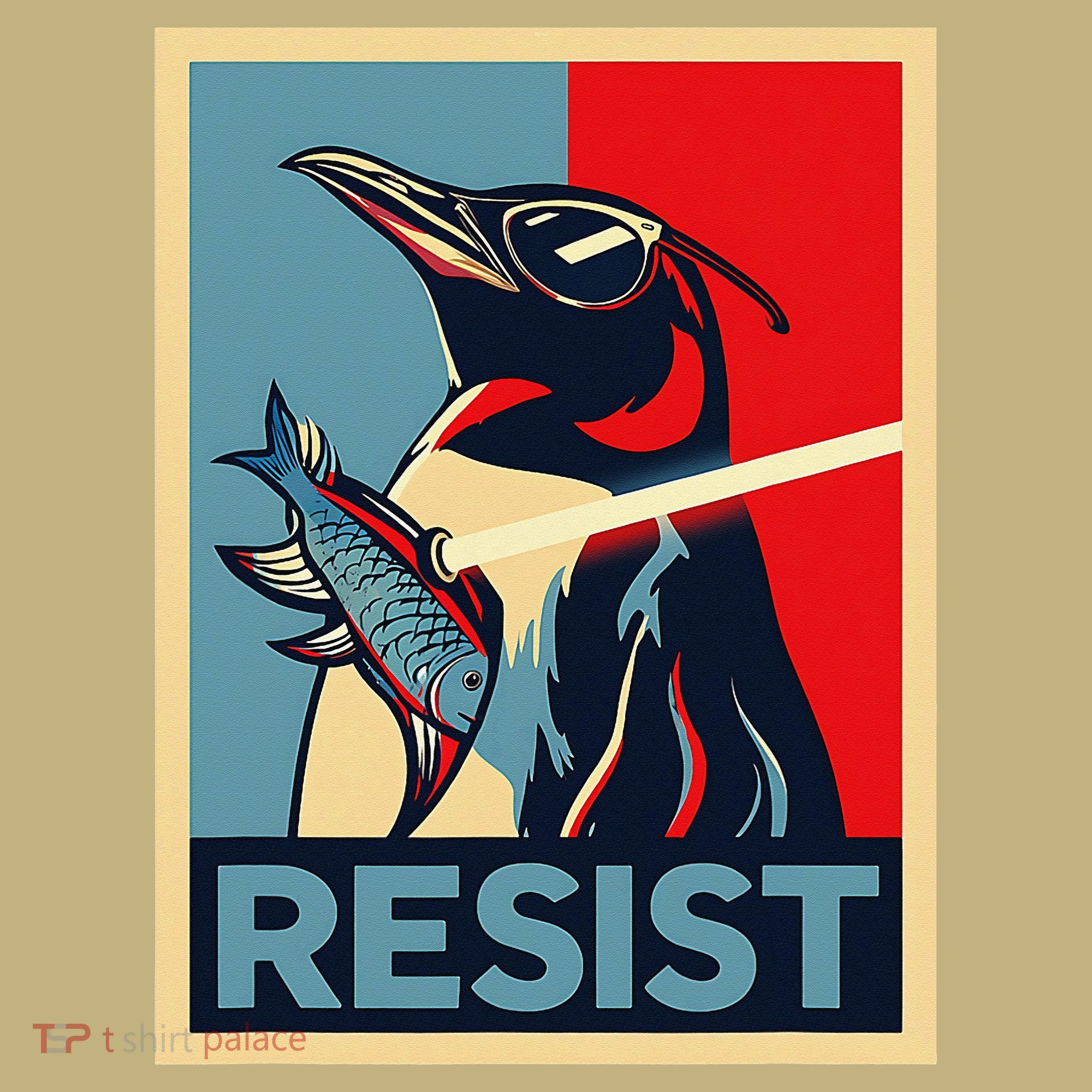 Resist Penguin Protest Bird With Sunglasses Sword Fish Art Mousepad