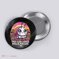Roly Poly, Pill Bug Kawaii, This Girl Loves Rollie Pollies Button thumb 0
