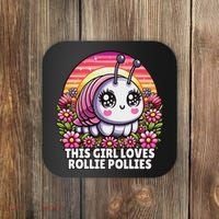 Roly Poly, Pill Bug Kawaii, This Girl Loves Rollie Pollies Coaster thumb 0