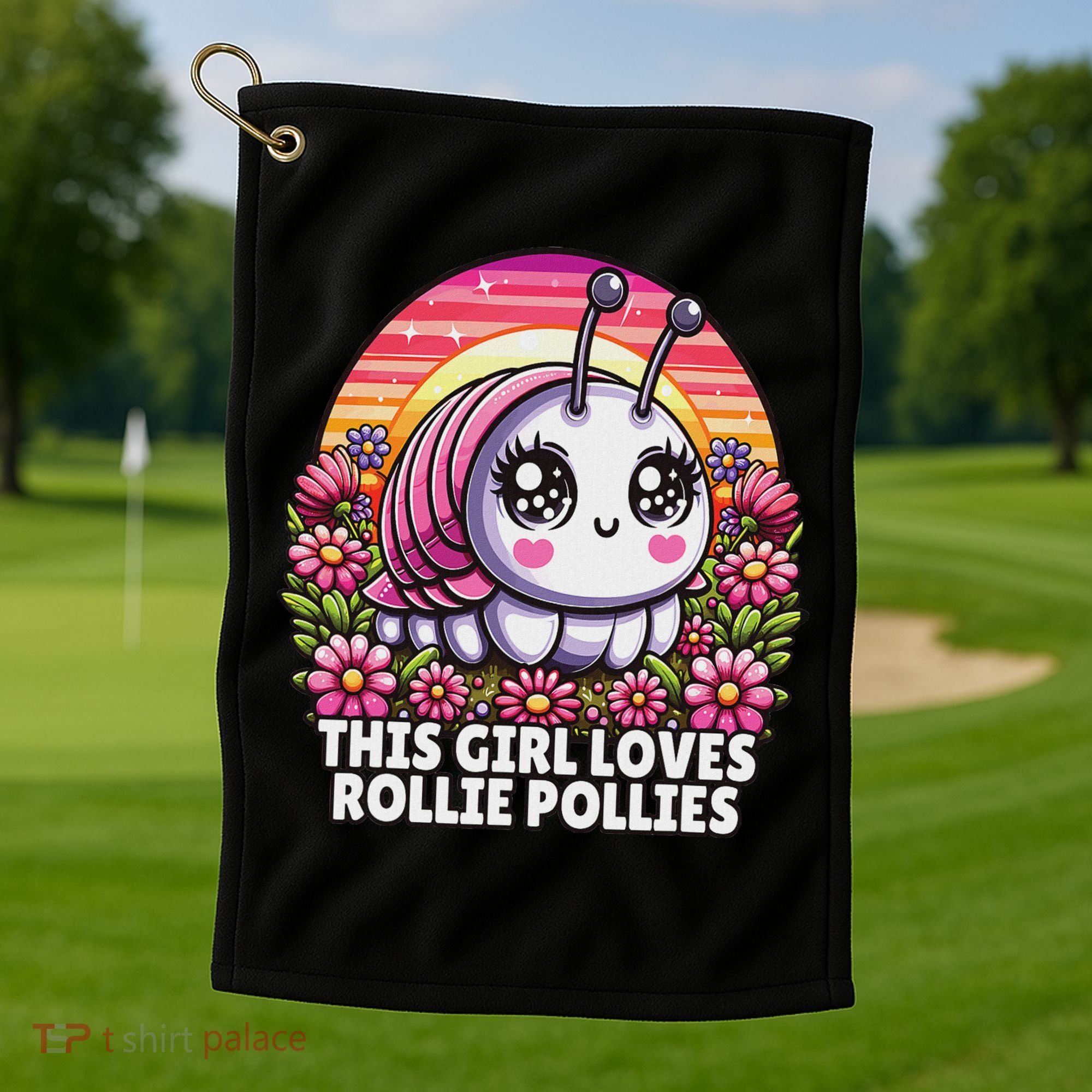 Roly Poly, Pill Bug Kawaii, This Girl Loves Rollie Pollies Golf Towel