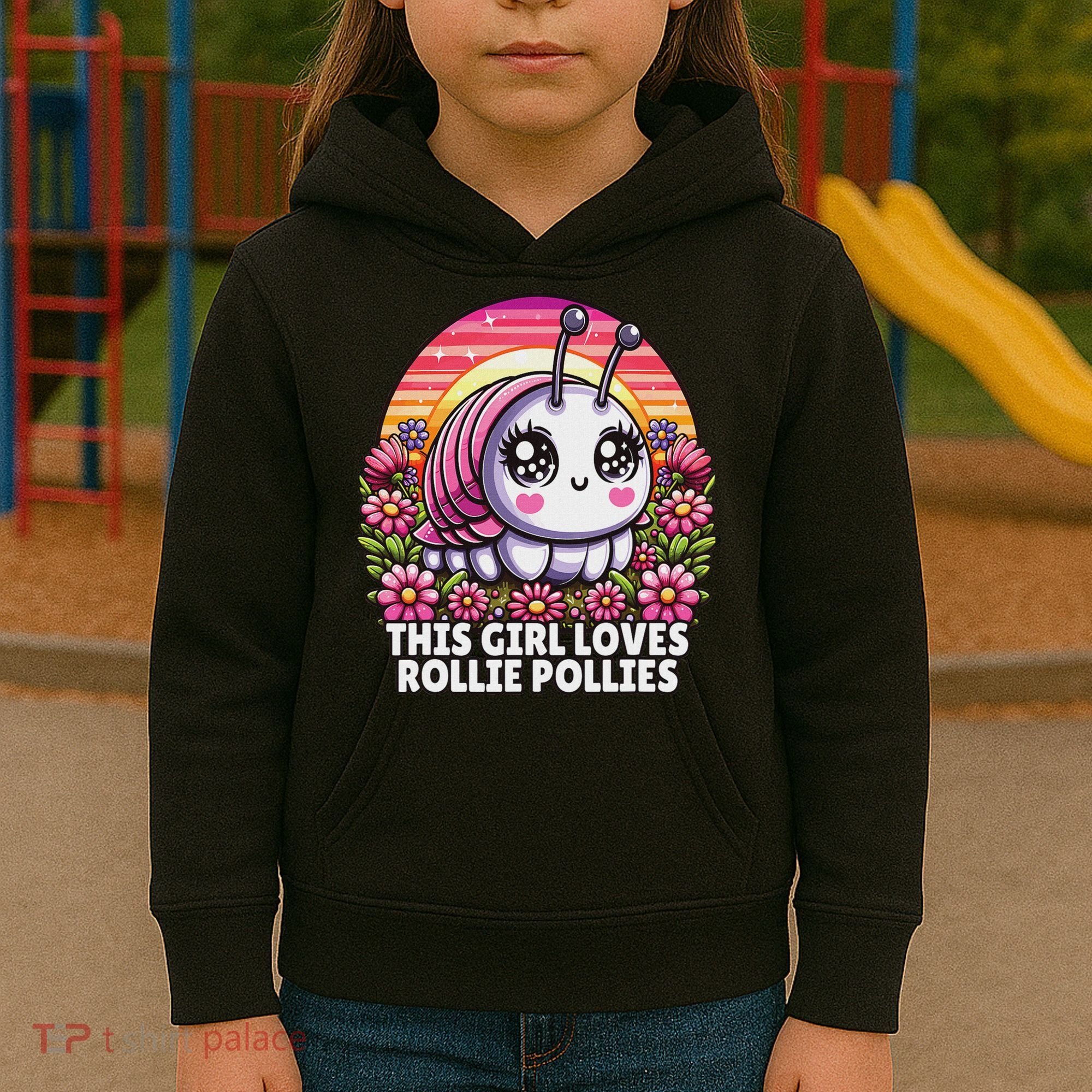 Roly Poly, Pill Bug Kawaii, This Girl Loves Rollie Pollies Kids Hoodie