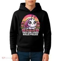 Roly Poly, Pill Bug Kawaii, This Girl Loves Rollie Pollies Kids Hoodie thumb 4