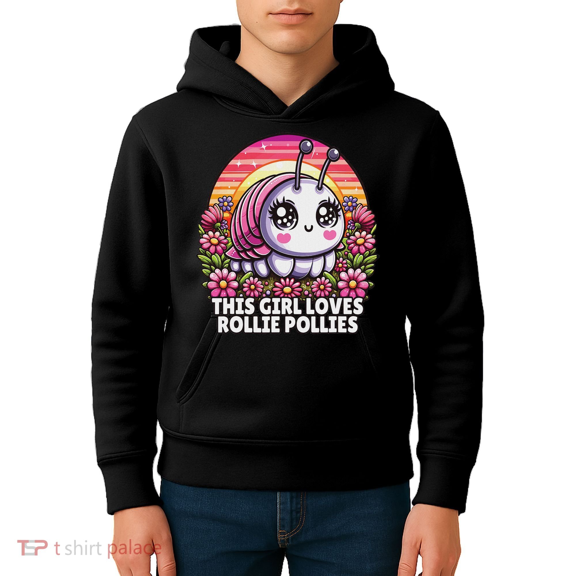 Roly Poly, Pill Bug Kawaii, This Girl Loves Rollie Pollies Kids Hoodie
