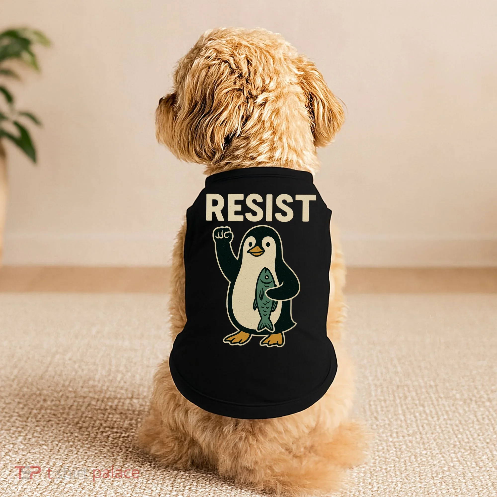 Resist Penguin Protest Against Tariffs Doggie Tank