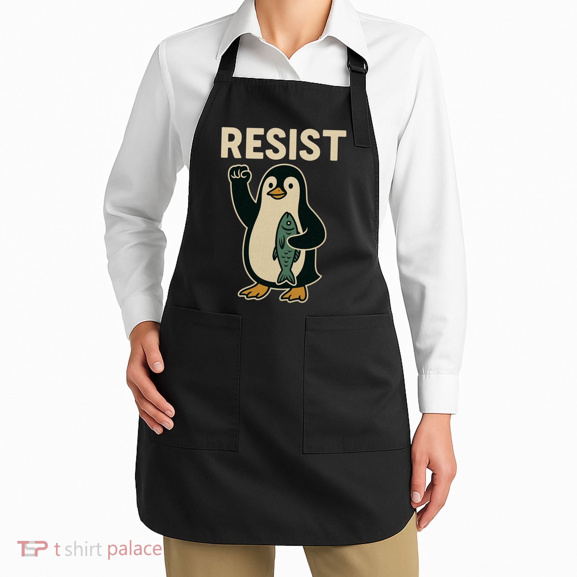 Resist Penguin Protest Against Tariffs Apron