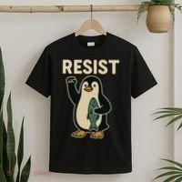 Resist Penguin Protest Against Tariffs T-Shirt thumb 2