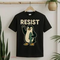 Resist Penguin Protest Against Tariffs T-Shirt thumb 2